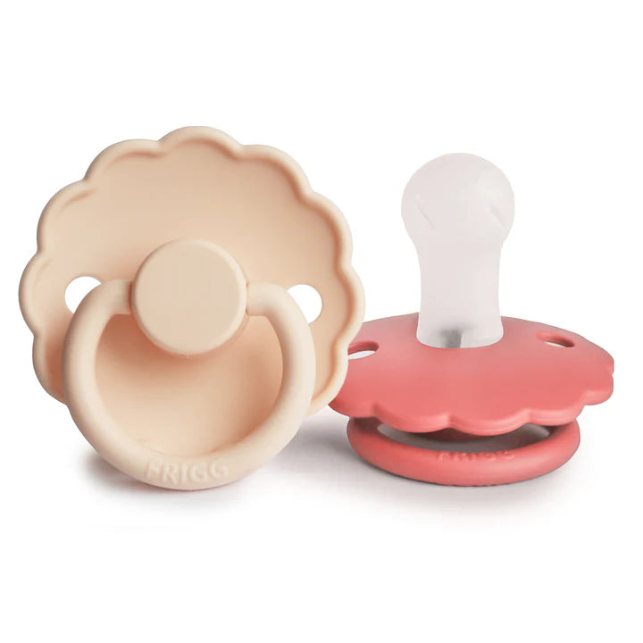 pacifier dasiy silicone rubber 2 pack - pink cream/poppy