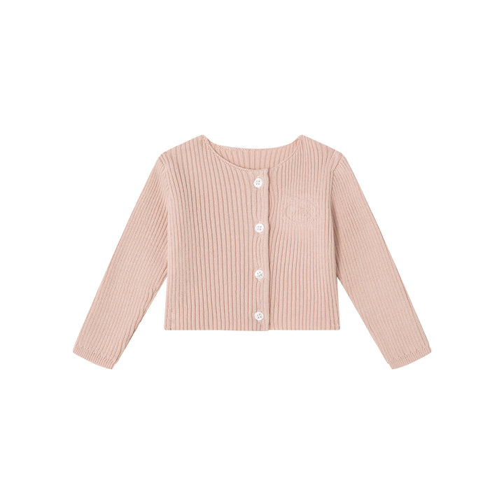 set knit footie embossed emblem with cardigan bonnet and blanket - pink
