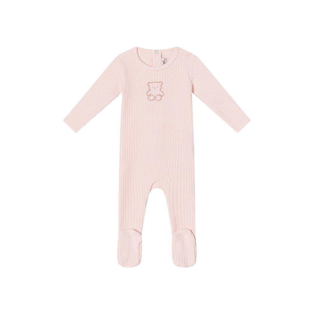 footie pointelle bear - pink