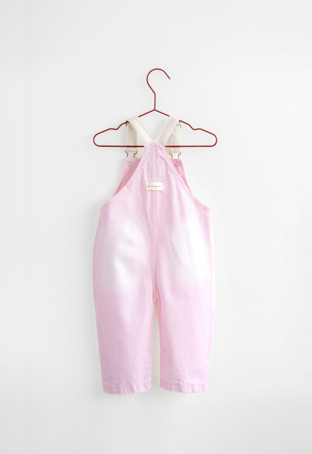 one piece canvas bow long overalls - pink denim