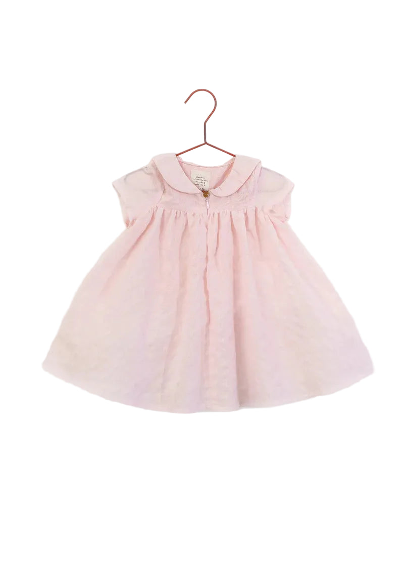 dress s/s seersucker elastic waist - pink