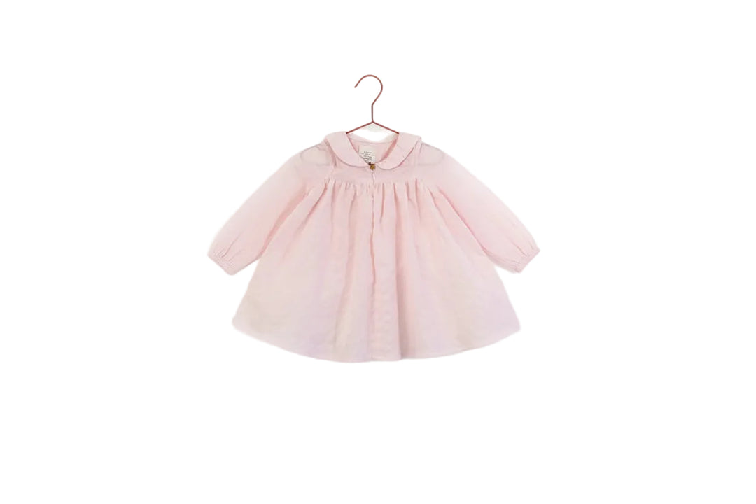 dress l/s seersucker elastic waist - pink