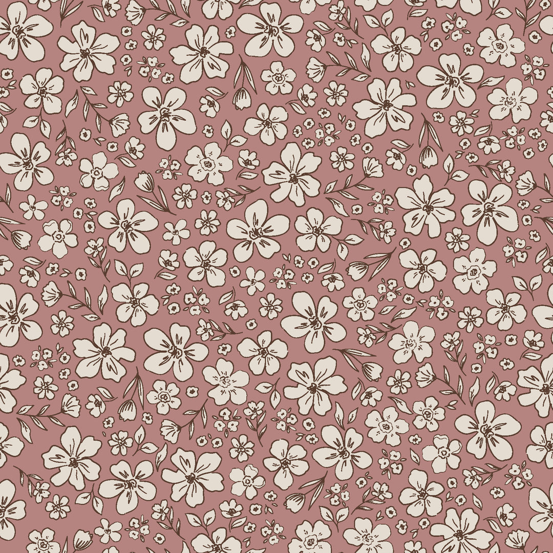 dress floral print flutter yoke - pink