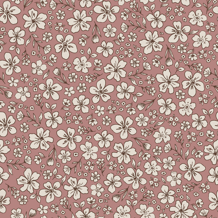 dress floral print flutter yoke - pink