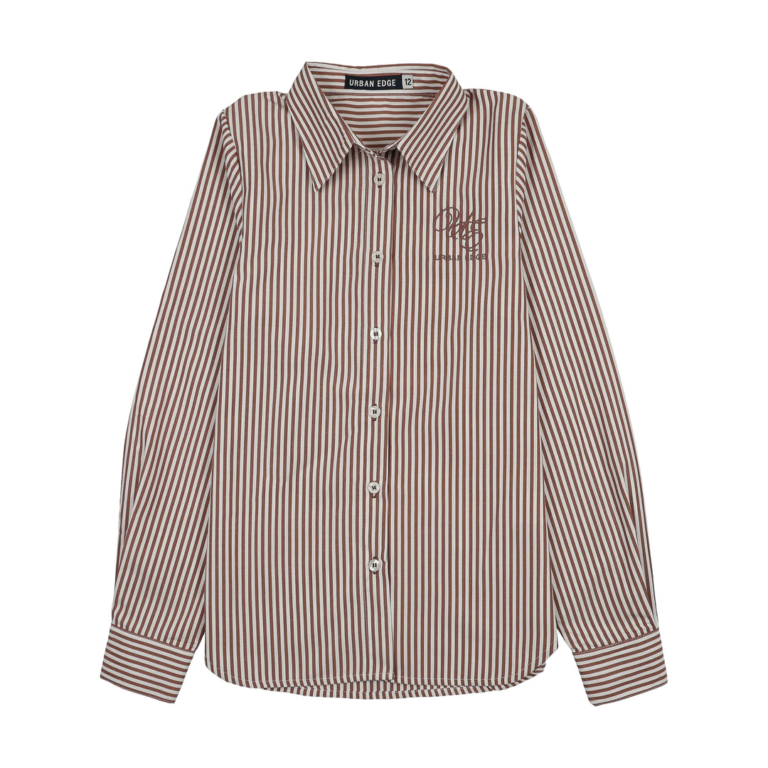 shirt l/s pinstriped  - brown