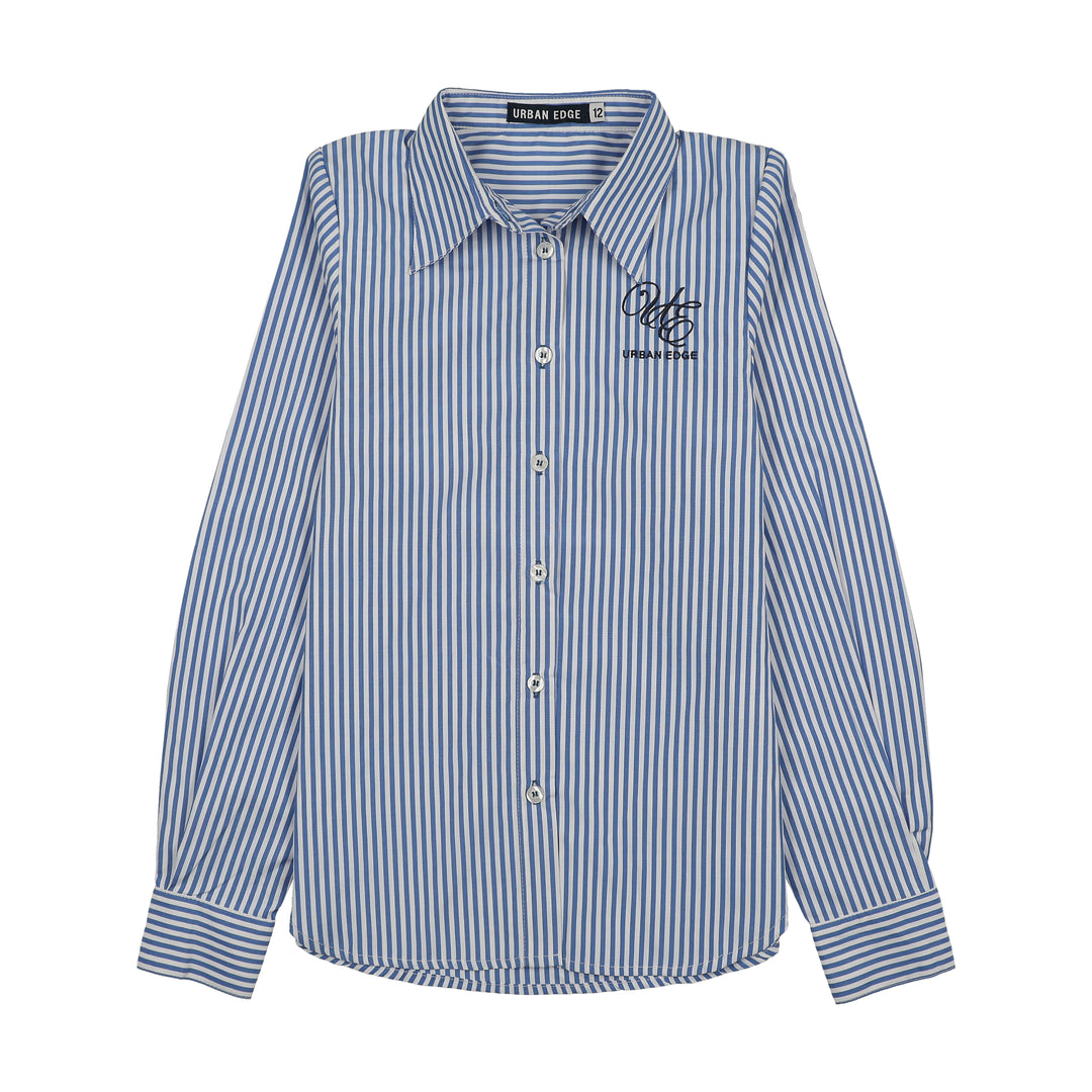 shirt l/s pinstriped  - blue