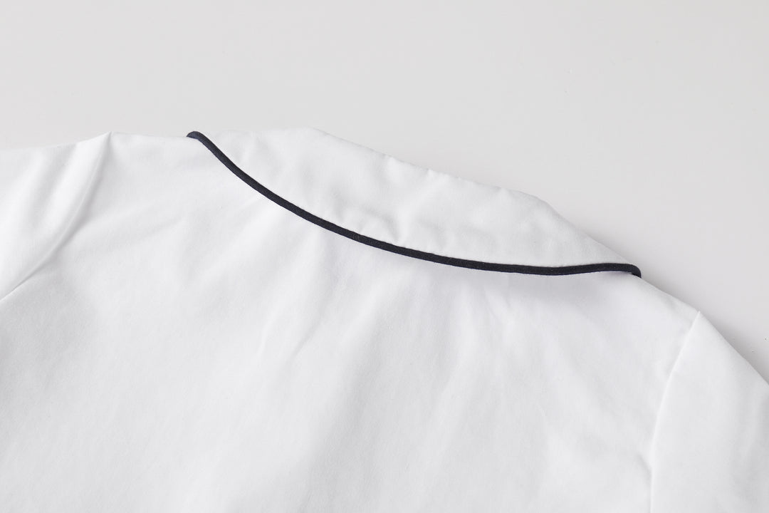 shirt l/s piped - white