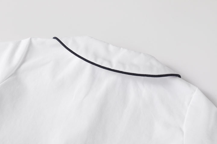 shirt l/s piped - white