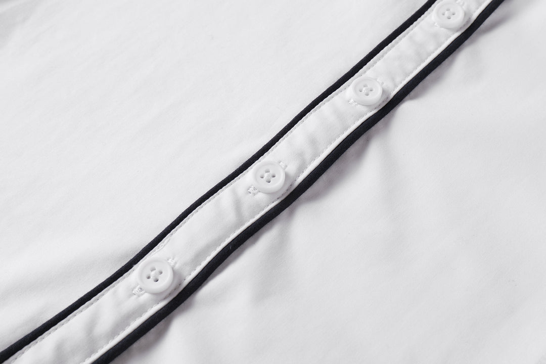 shirt l/s piped - white