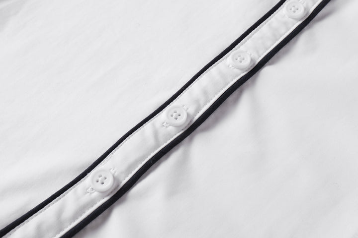 shirt l/s piped - white