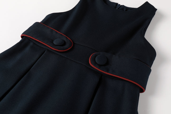 dress piped double button buckle jumper - navy