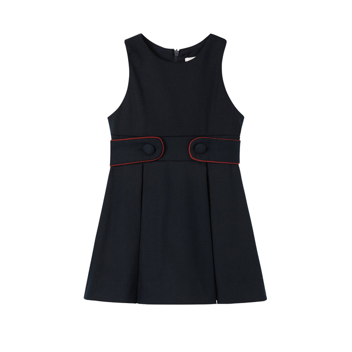 dress piped double button buckle jumper - navy