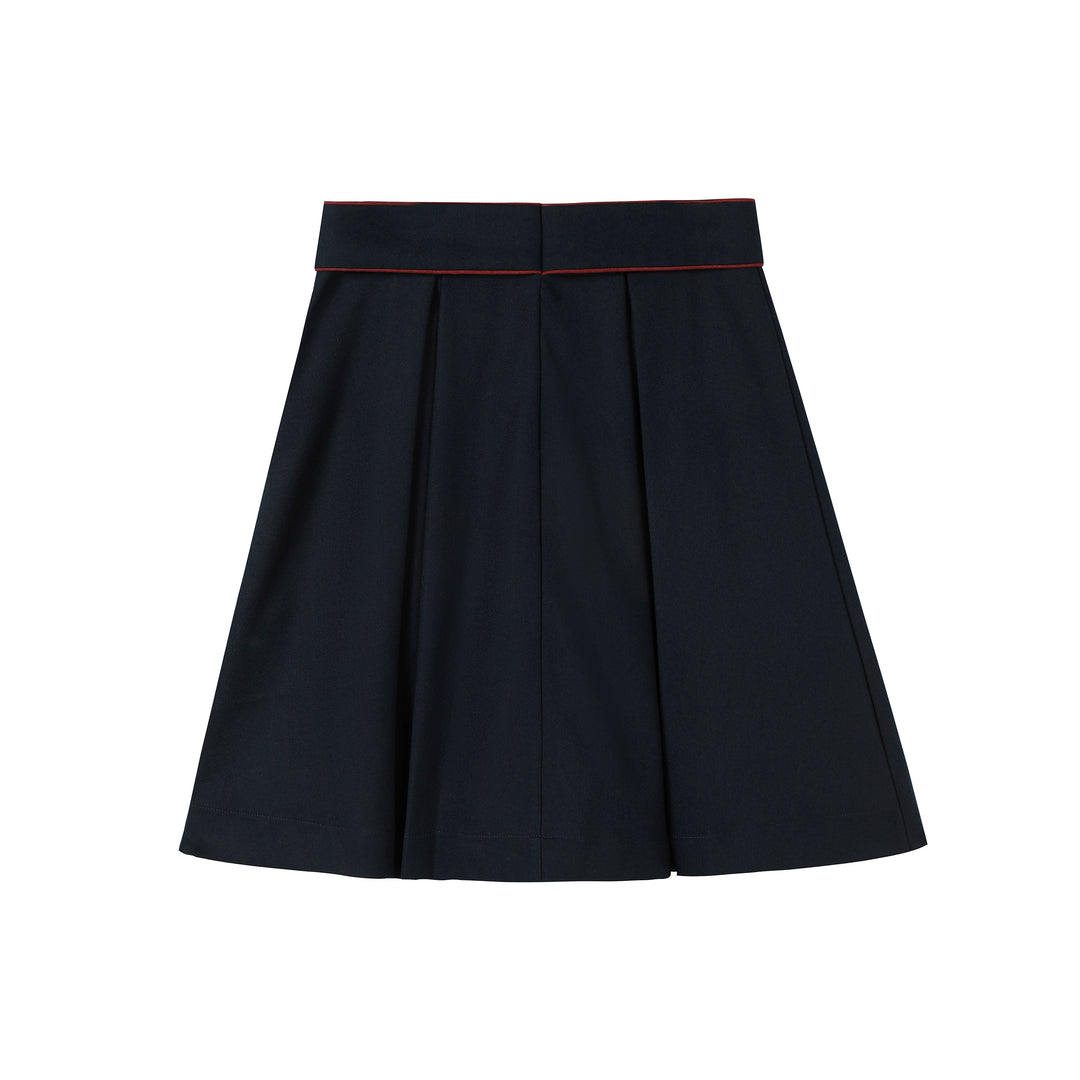 skirt piped double button buckle - navy