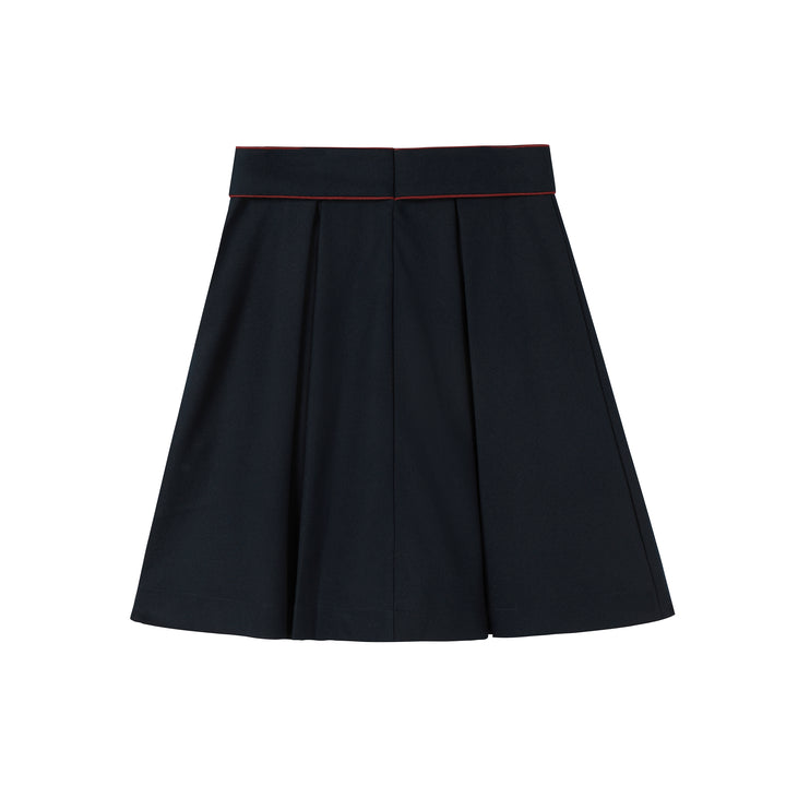 skirt piped double button buckle - navy