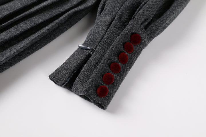 dress pleated button - dark grey