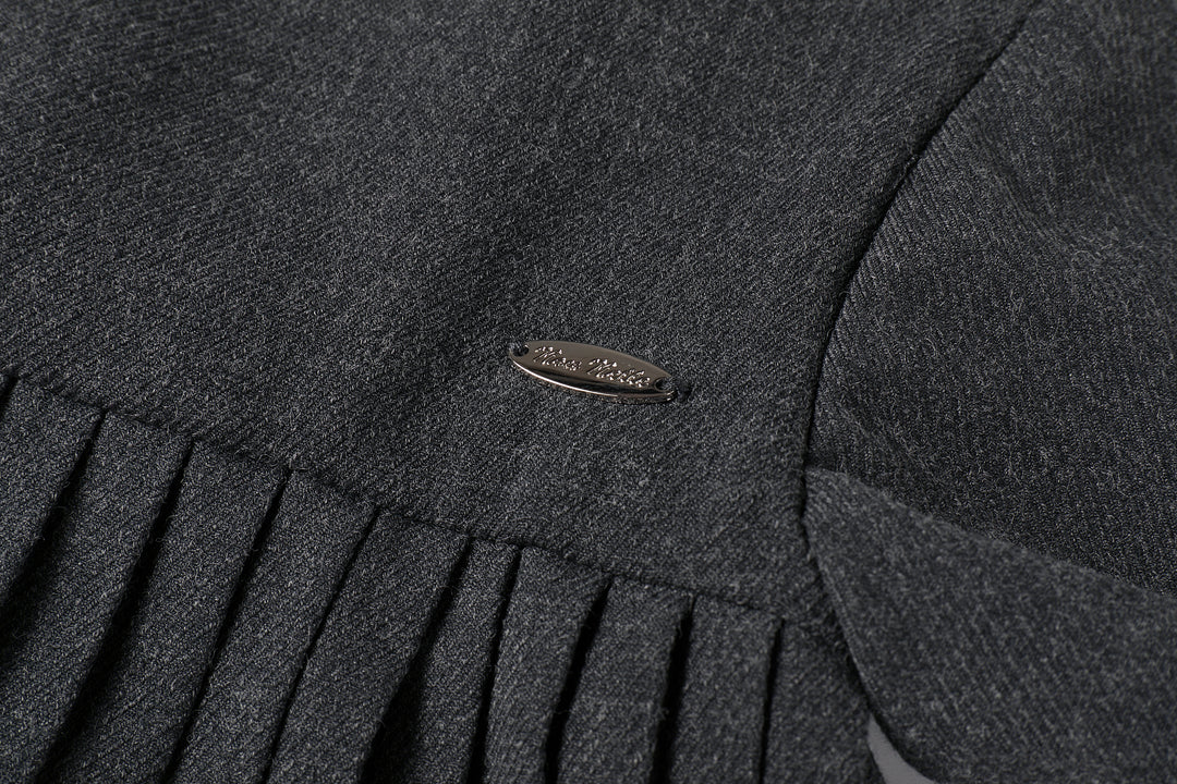 dress pleated button - dark grey