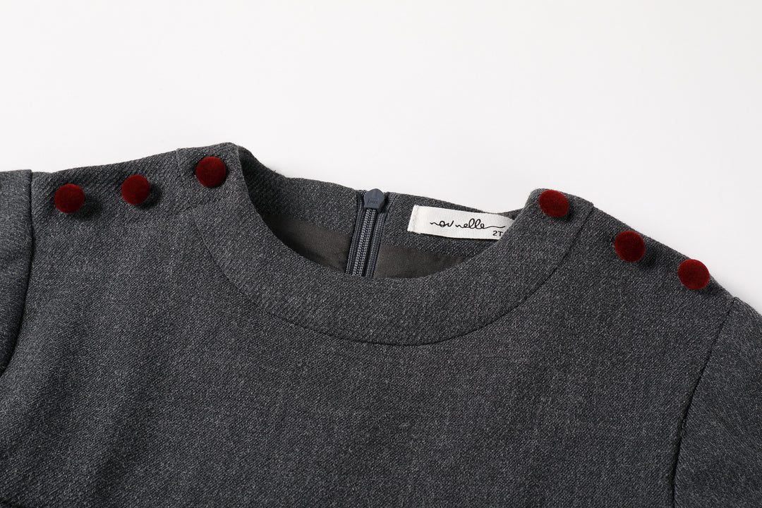 dress pleated button - dark grey