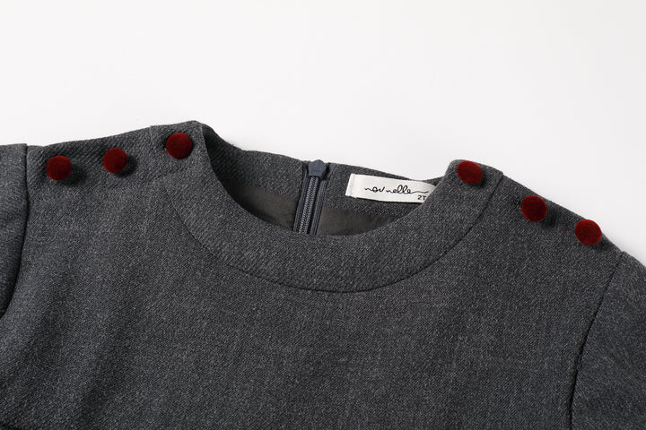 dress pleated button - dark grey