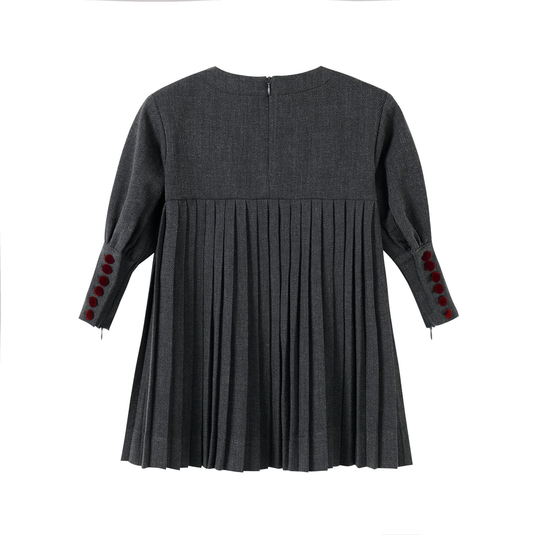 dress pleated button - dark grey