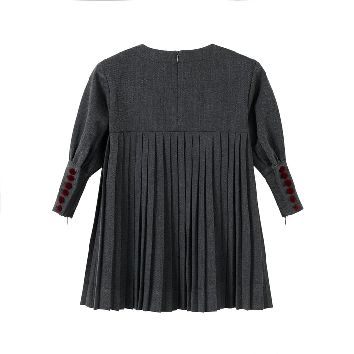 dress pleated button - dark grey