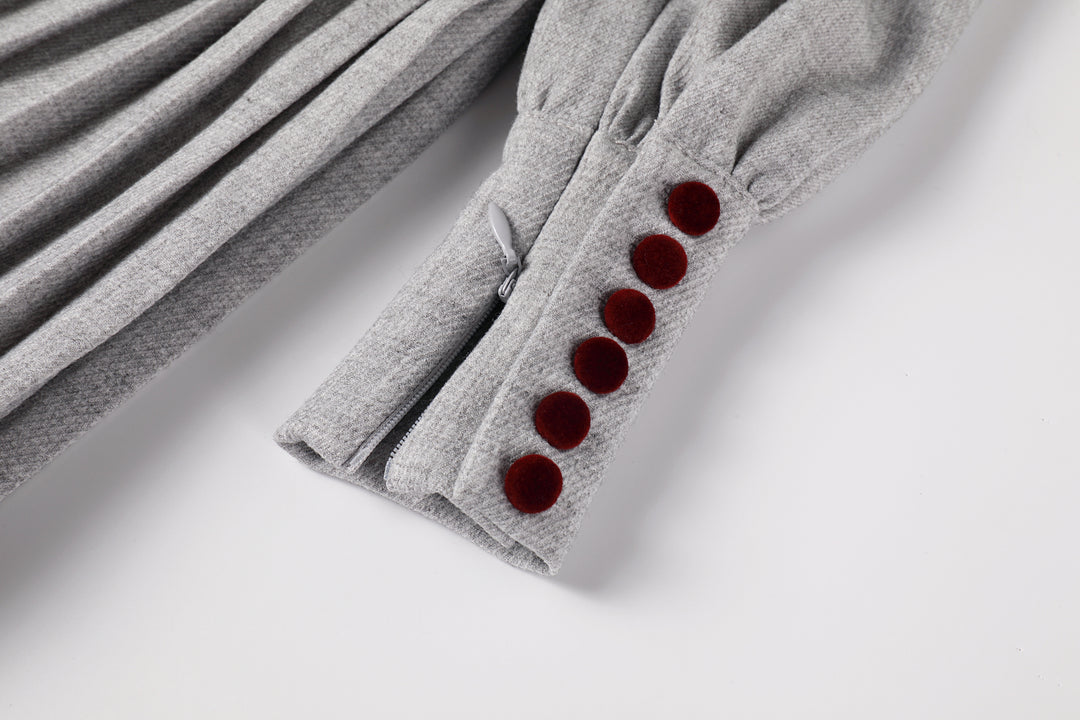 dress pleated button - light grey