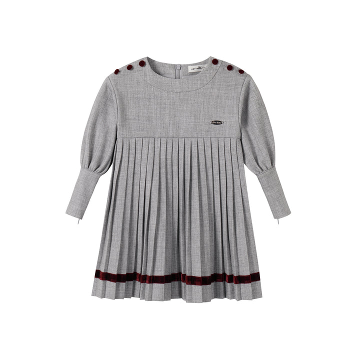 dress pleated button - light grey