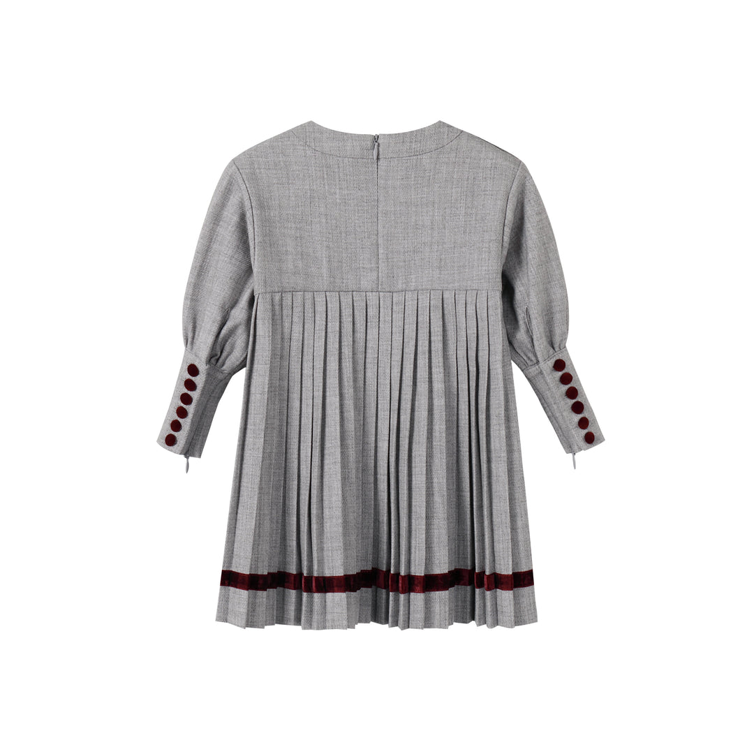 dress pleated button - light grey