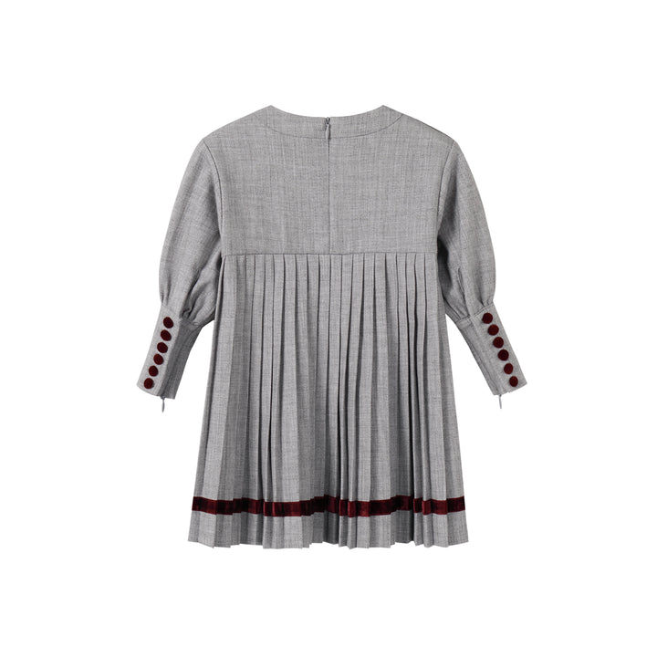 dress pleated button - light grey