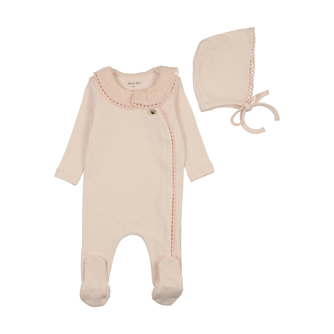 set footie pleated collar wrap with bonnet and blanket - pinkalicious