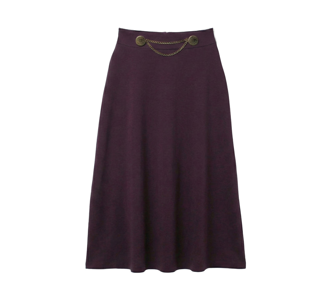 skirt midi front chain wool vintage - plum