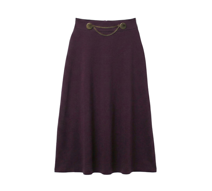 skirt midi front chain wool vintage - plum
