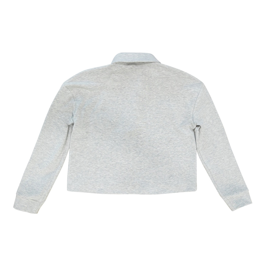polo l/s cropped stamp - grey
