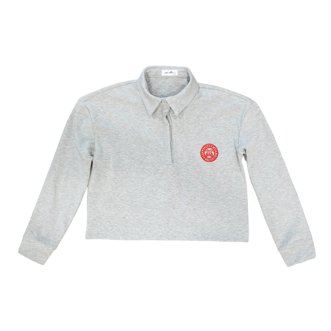 polo l/s cropped stamp - grey