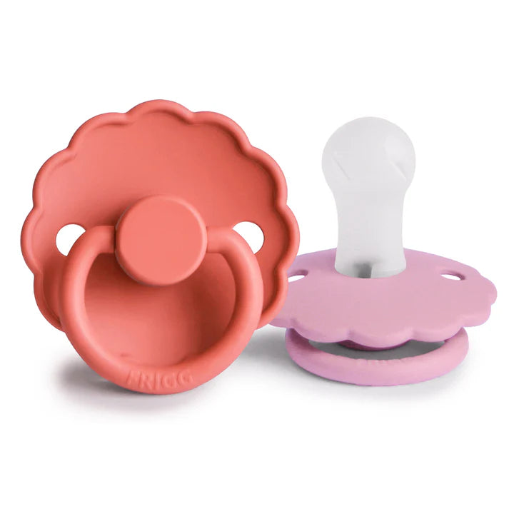 pacifier dasiy silicone rubber 2 pack - poppy/lupine