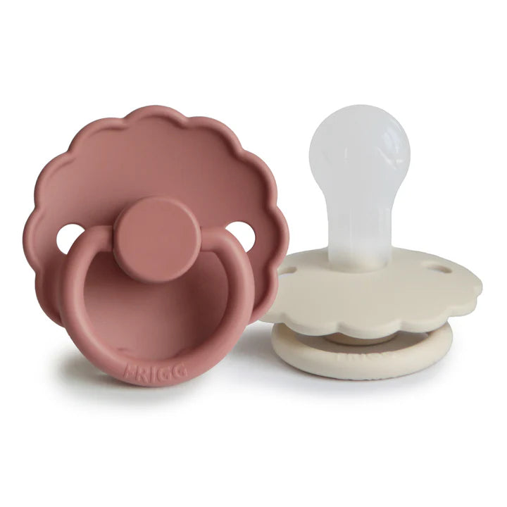 pacifier dasiy silicone rubber 2 pack - powder blush/cream