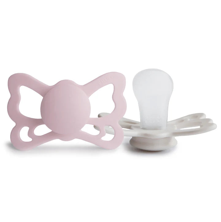pacifier butterfly anatomical silicone 2 pack - primrose/silver grey