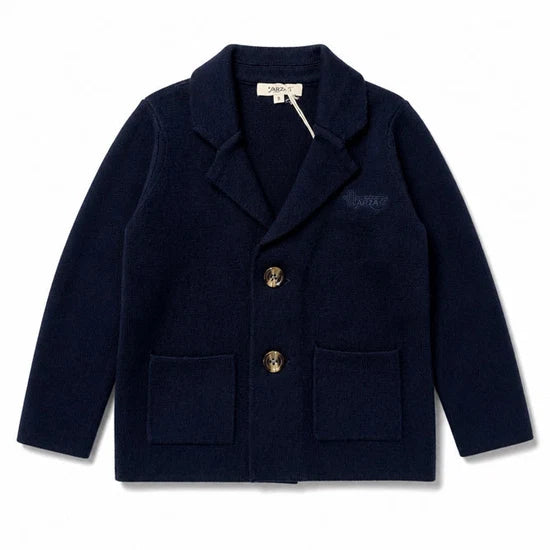 blazer knit with logo - navy