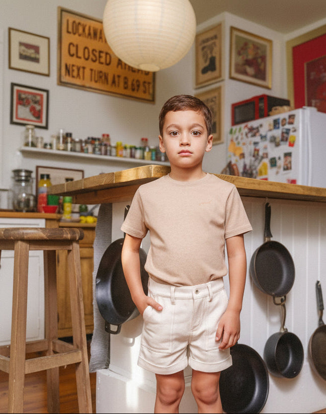 tee s/s marled logo - tan