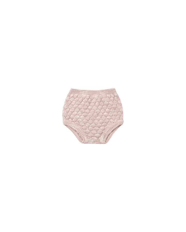 set outfit bubble knit cardigan and bloomers with bonnet - dusty rose