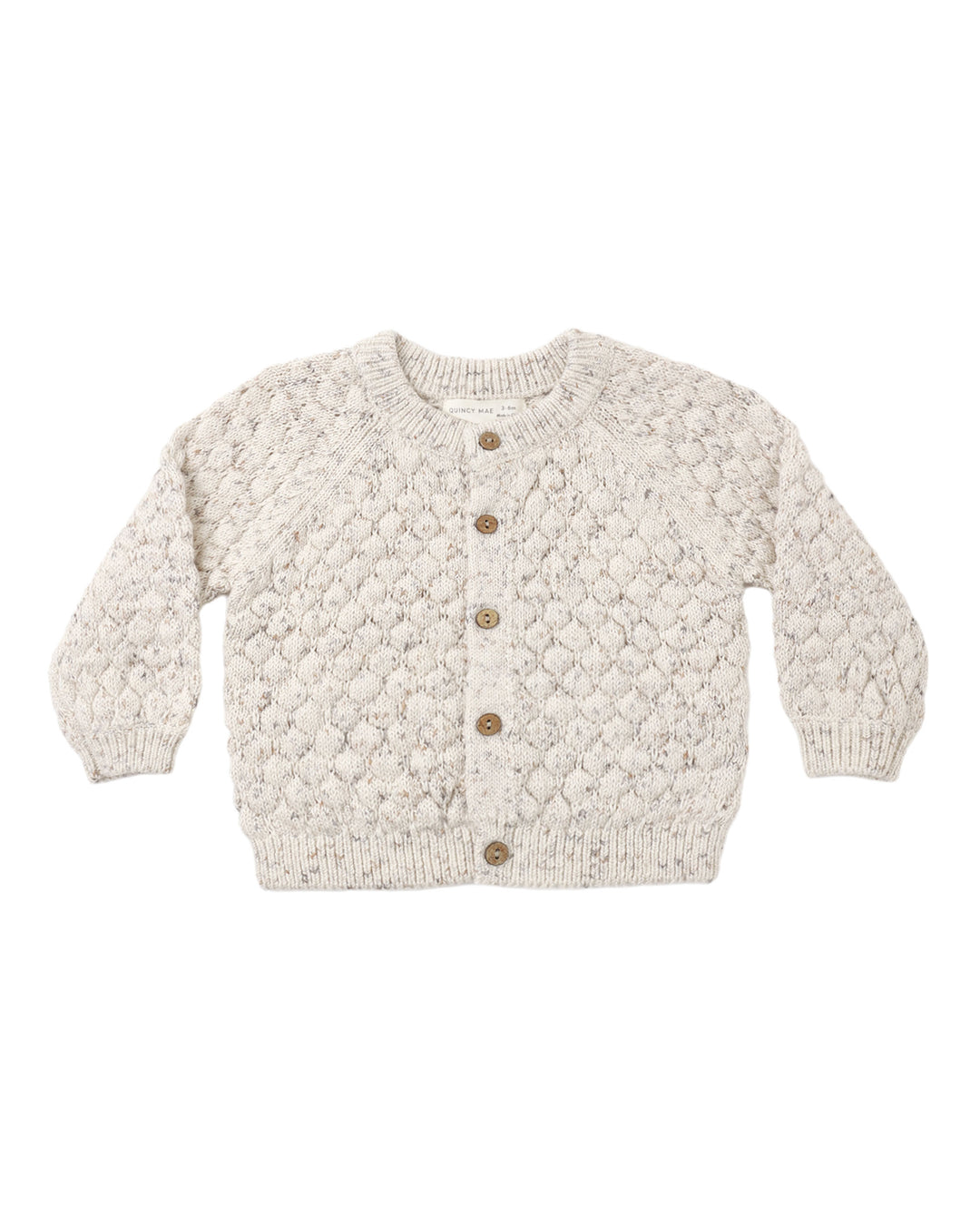 set outfit bubble knit cardigan and bloomers with bonnet - natural confetti