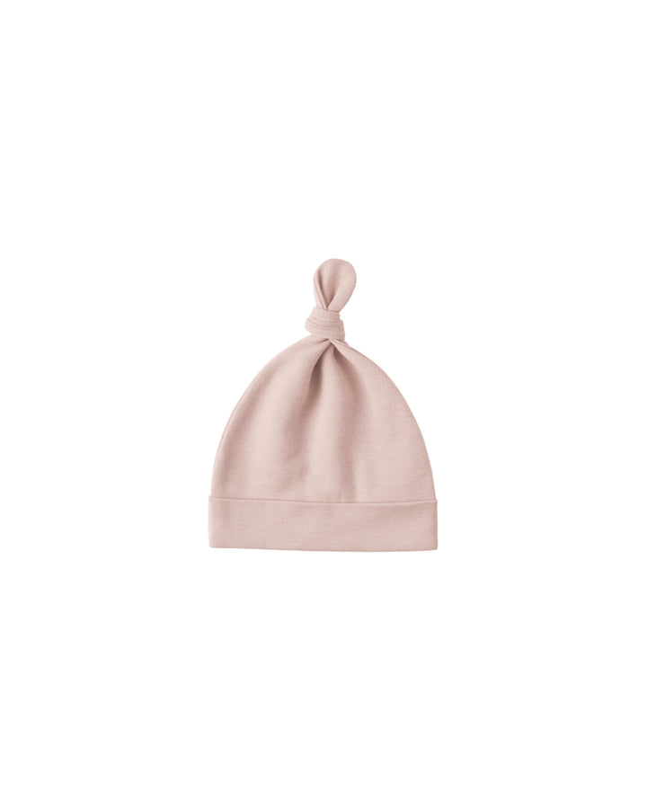 set knit wrap top and footie pants with beanie - blush