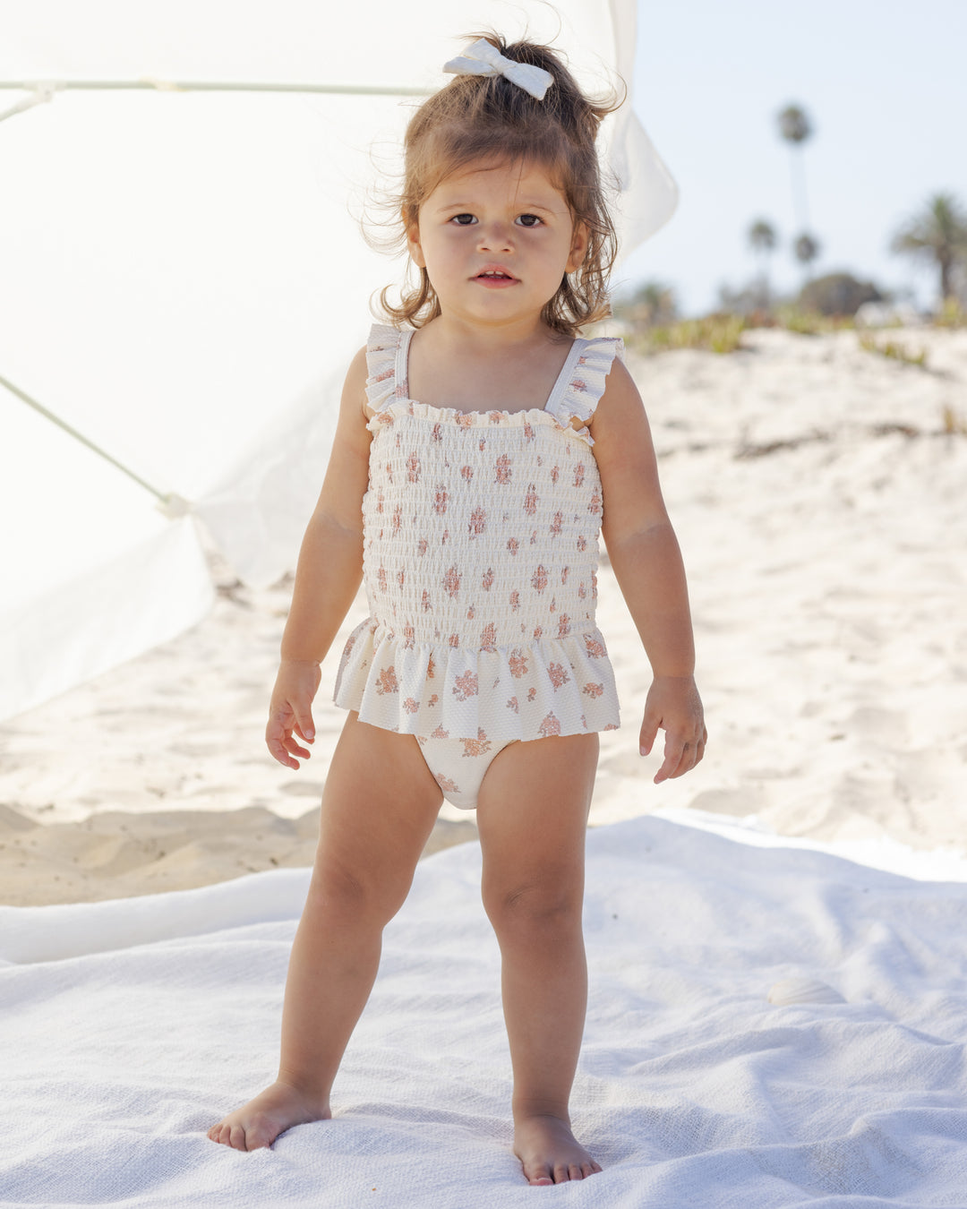 one piece garden rose bubble romper - ivory