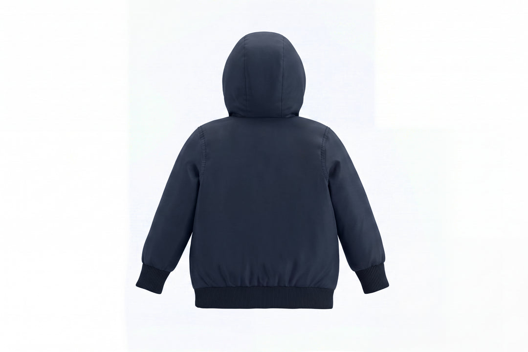 coat basic pocket with hood - black fabric