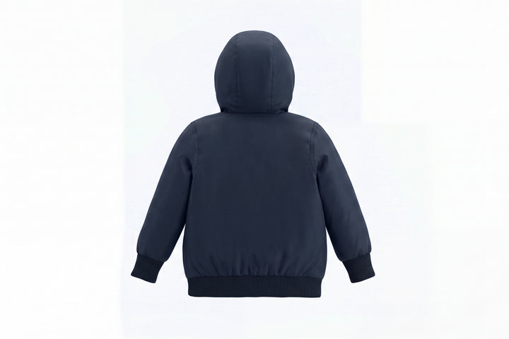 coat basic pocket with hood - black fabric