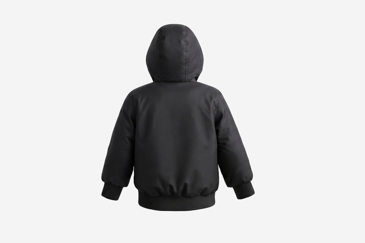 coat basic pocket with hood - black/ivory fur