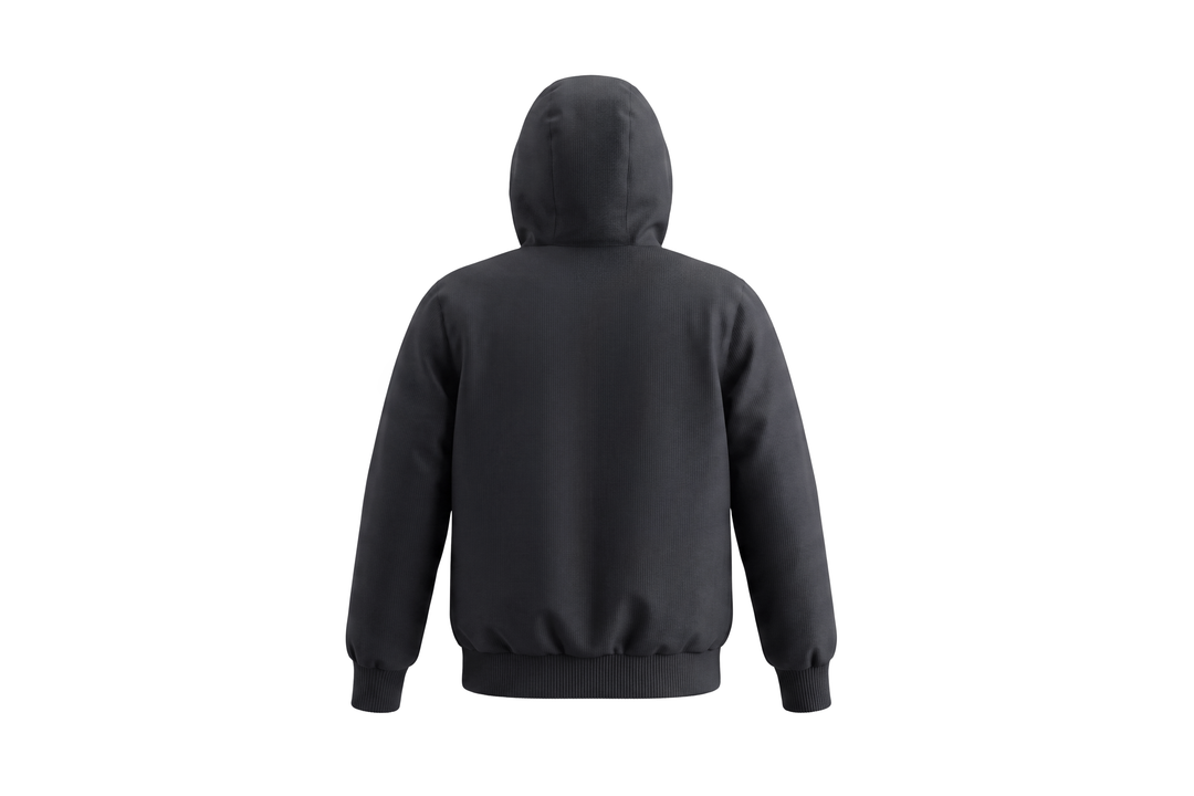 coat basic pocket with hood - black/black fur