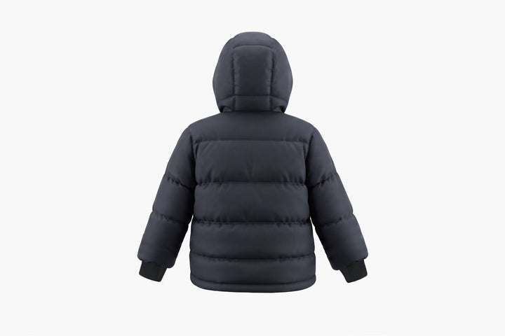coat padded crop drawstring with hood - black/black fur