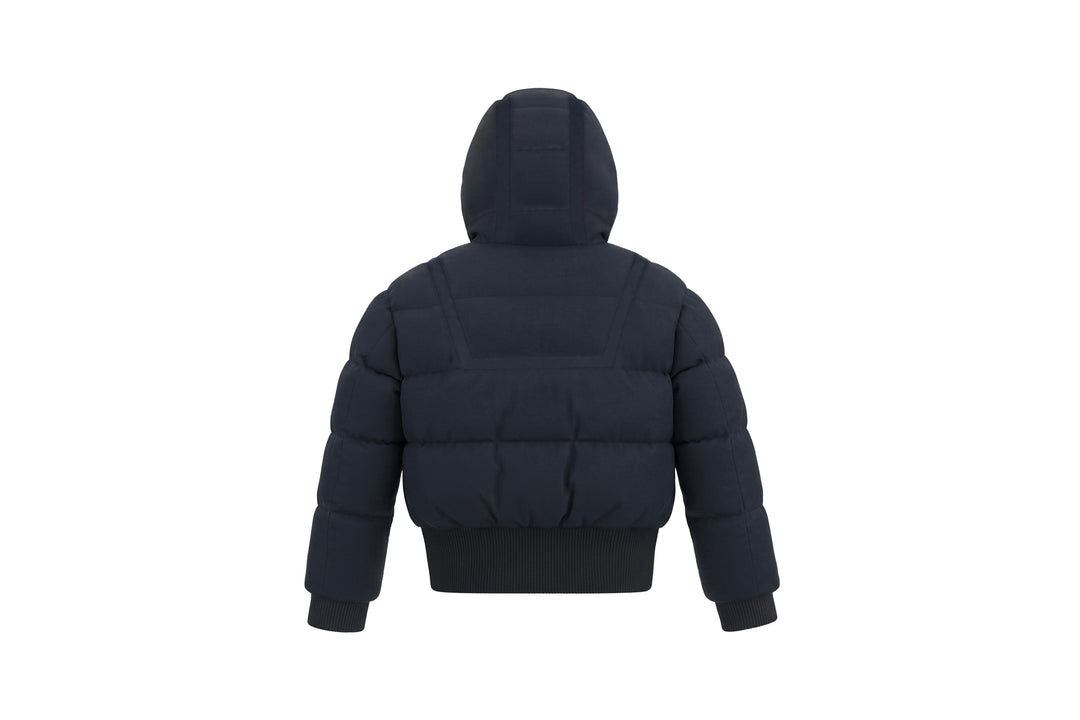 coat padded thick waistband with hood - black