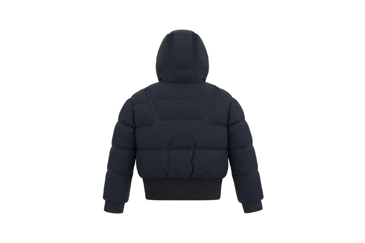 coat padded thick waistband with hood - black