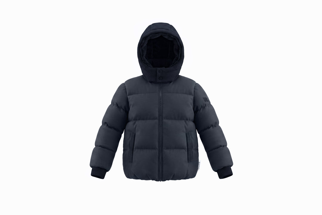 coat padded corduroy detail with hood - black